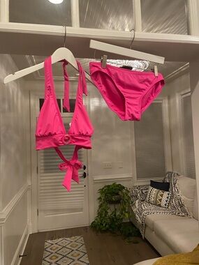Michael Kors Hot Pink Halter Bikini Set